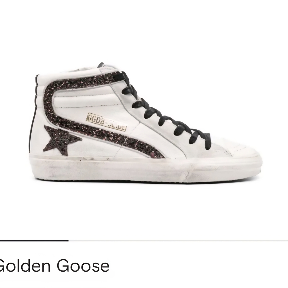 Golden Goose White and Black Glitter High-Tops